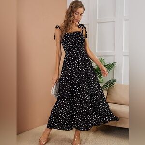 Women's Summer Polka Dot Ruffles Midi Dress